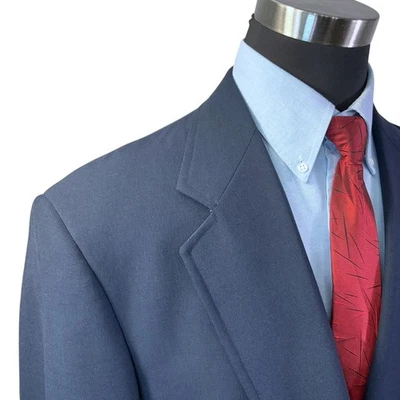 50/52 L XL Gold Buttons John Weitz Suit Jacket Sport Coat Blazer Hopsack Navy - Image 1 of 4