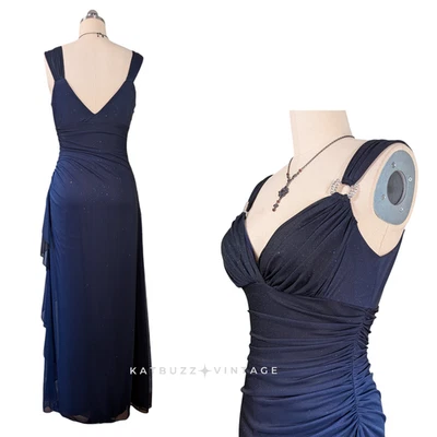 Betsy Adam Prom Dress Maxi Gown 10 Blue Ombre Vintage Y2K Ruffle Fairy Glam - Image 1 of 4