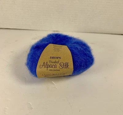 DROPS Brushed Alpaca Silk Aran-Weight Knitting Crochet Yarn 10 Ply 25g Ball Blue - Image 1 of 4