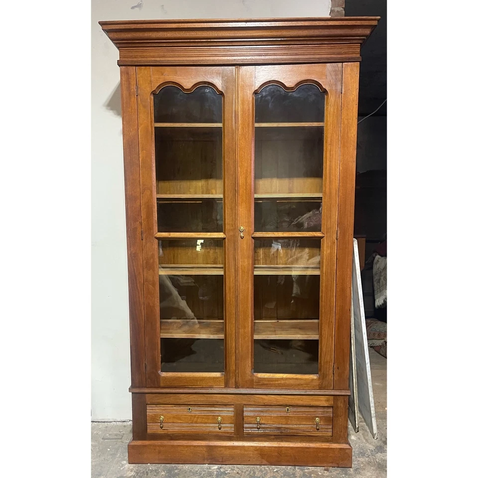 Antique Victorian Walnut Bookcase - Image 1 of 4