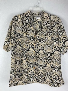 Donnkenny Blouse Womens Petite Large Floral Button Up - Picture 1 of 3
