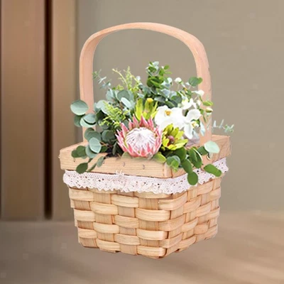 Handwoven Hand Basket Rattan Basket Multipurpose Decor Storage Case Portable - Image 1 of 4