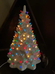 "Árbol de Navidad de cerámica blanca grande de 17"" Holland Mold años 70 de colección sin base Dyi Light" - Imagen 1 de 6