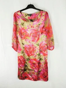 Ladies Dress Size 12 PAPAYA Gold Pink Sheer Chiffon Sleeves Party Evening - Picture 1 of 8