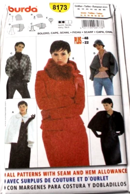 Burda 8173 Misses Capes, Capelets & Scarf 10-12-14-16-18-20-22 Sewing Pattern - Image 1 of 2