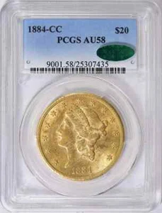 1884 CC Double Eagles Liberty Head PCGS AU-58 CAC - Picture 1 of 2