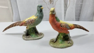 VTG Pair Pheasants Hand Painted Italy Marked KB/NY Numbered 8" Long - Picture 1 of 20