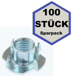 100 Stück Einschlagmutter M4 x 8 Gewinde Einschlagmuttern 4x8 verzinkt DIN 6930  - Picture 1 of 3