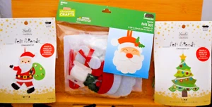 Lot 3 Kids Felt Ornament Kits-3 Santa Heads-Felt Friends-Christmas Tree-Santa #4 - Picture 1 of 8