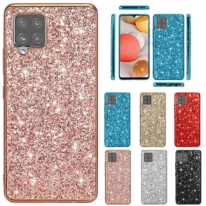 For Samsung Galaxy A52 A42 Silicone Case Bling Glitter Blue Rubber Pink Cover - Picture 1 of 19