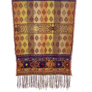 "Bufanda envolvente Free People floral bordada con flecos estola india Jamawar 27"" X 70""" - Imagen 1 de 8