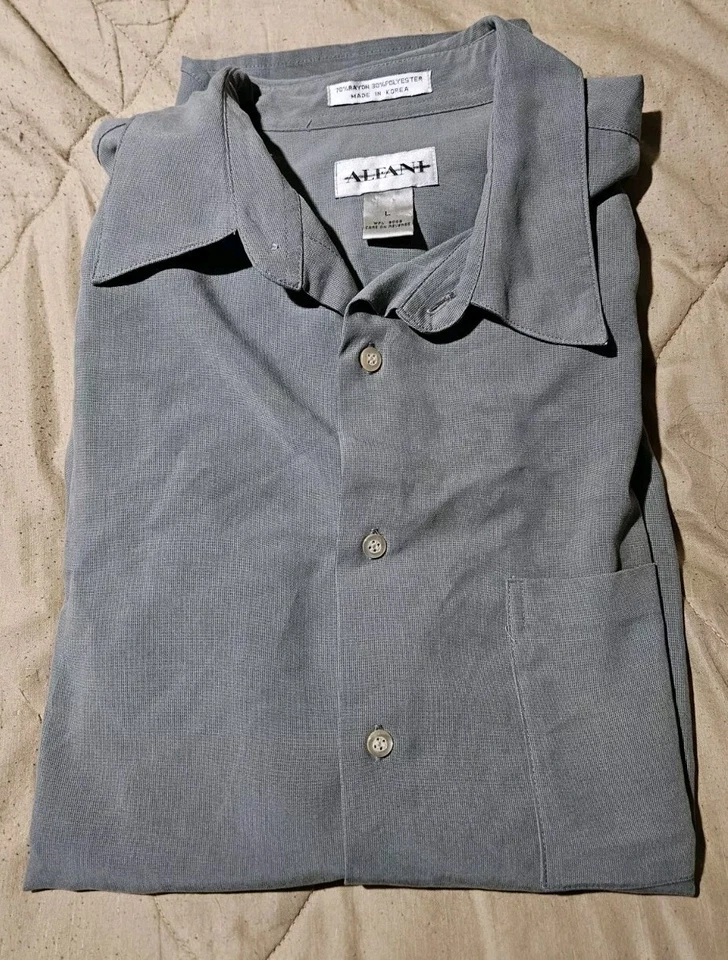 Camisa Alfani Gris Pesada Cuello Abotonado Hombre Talla Grande   Foto 1 de 4