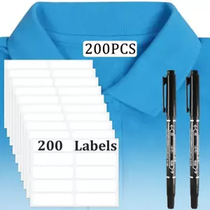 200 Pcs No-Iron Fabric Labels, Writable Self Adhesive Name Labels, Name Tags for - Picture 1 of 12