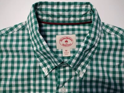 Brooks Brothers Red Fleece Button Up Long Sleeve Polo Shirt Green Check Men's M - Image 1 of 4