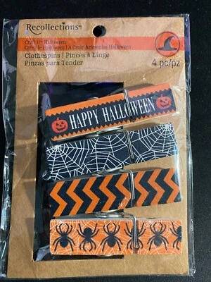 Recollections Craft It Halloween Clothespins Set of 4 Happy Halloween Spider NEW - Image 1 of 4
