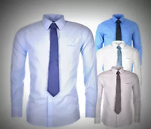 BIG SALE Mens Pierre Cardin Standard Collar Shirt and Tie Set Long Sleeves M-4XL - Picture 1 of 15
