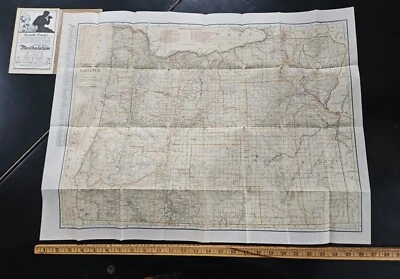 RARE COMPLETE c1920 Rand McNally & Co Pocket Map of OREGON 20x27 T Roosevelt Hwy - Image 1 of 4