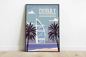 Dubai travel poster, Dubai retro wall print, Dubai city poster, gift - Picture 1 of 6