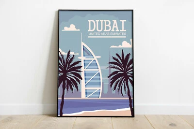 Dubai travel poster, Dubai retro wall print, Dubai city poster, gift - Image 1 of 4