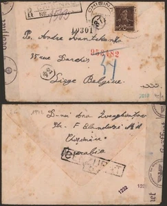 Romania WWII - Registered Cover to Belguim - Censor P610 - Picture 1 of 1