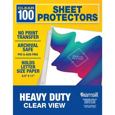 100 Pack Heavy Duty Sheet Protectors, Crystal Clear, 8.5x11 Inch Page Protectors - Image 1 of 4