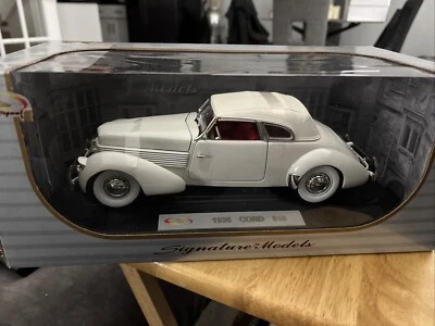 1936 Cord 810 Coupe Diecast Model Car White Red Interior 1/18 Signature Models - Image 1 of 4