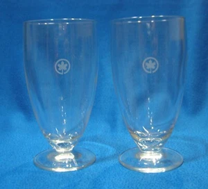 2 Air Canada Airline Weingläser Maple Leaf Logo Klarglas 4 1/8" hoch - Bild 1 von 4