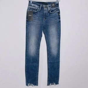 NWT Buckle Silver Jeans Curvy Suki Mid Rise Straight Leg Jeans Indigo Size 25 - Picture 1 of 10