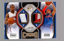 2009-10 Rodney Stuckey Allen Iverson SP Game Used Combo Patch 16/99 (Damage)