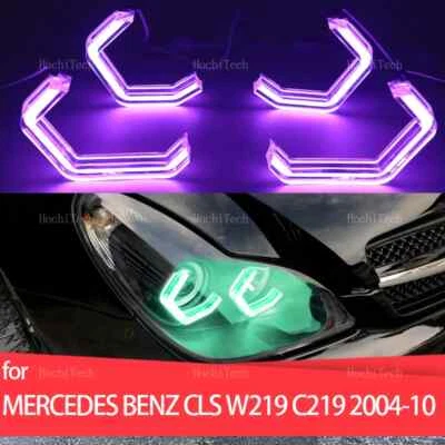 4x RGB APP control M4 style LED Angel Eyes Ring For BENZ CLS W219 C219 2004-2010 - Image 1 of 4