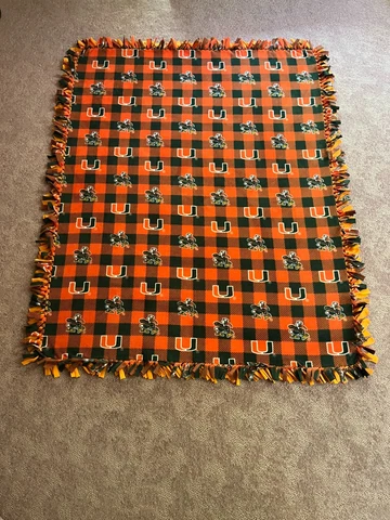 University Miami Hurricanes Double-Thick Fleece Bedspread/Blanket/Throw-67"x57" Cover
