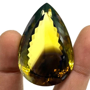 VVS 149 Cts Certified Natural Bio Lemon Quartz 44x29mm Pear Cut Loose Gemstone - Picture 1 of 13