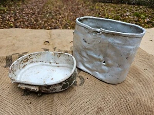 WW2 ORIGINAL GERMAN M31 MESS-KIT FWBN43 BATTLE DAMAGED RELIC from KURLAND - Picture 1 of 10