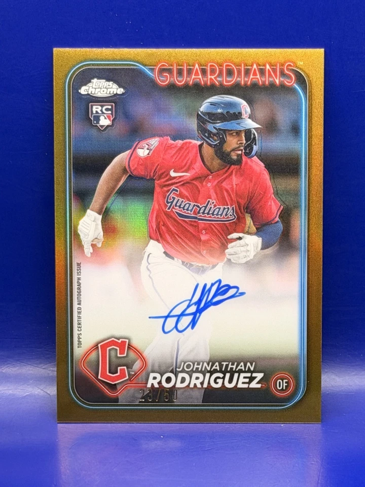 2024 Topps Chrome Update Johnathan Rodriguez RC On Card Auto Gold 23/50 #RAJR - Image 1 of 2