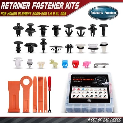 240 件装饰夹固定器套件适用于本田 Element 2003 - 2011 L4 2.4L 气体 — 第 1/4 张图片