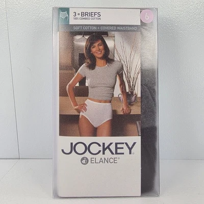 Paquete de 3 calzoncillos de algodón suave de colección 2003 Jockey Elance para mujer talla 6 grises nuevos de colección Foto 1 de 4