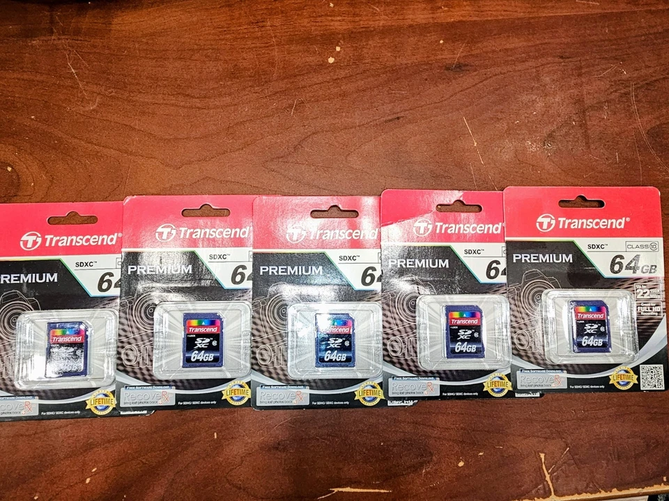 5x Transcend 64GB SD SDXC UHS-1 V10 Card for Nikon D5500 D3300 D40 D7200 D5300 - Image 1 of 1