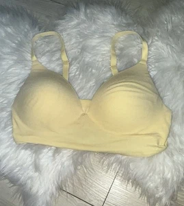 Pink Victorias Secret Wireless Push Up Bra Padded Longline Womens L Large Yellow - Picture 1 of 5