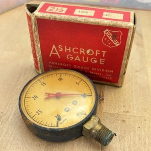 Vintage Ashcroft USA 1850 0-30 PSI Vacuum IN HG Pressure Gauge Amp 6683 Round - Picture 1 of 9