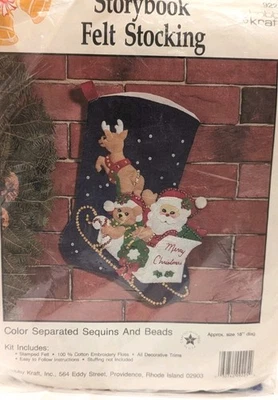 De Colección Hobby Kraft 9225 Santa Trineo Reno Libro de Cuentos Fieltro Medias Kit Navidad Foto 1 de 4