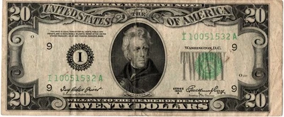 1950 A $20 Dollar Federal Reserve Note FRN Minneapolis "I" Green Seal Circulated - Image 1 of 2