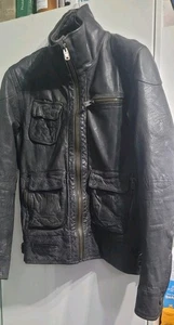 Superdry Echtleder Bikerjacke mit Doppelkragen Herren Large Sehr guter Zustand - Bild 1 von 11