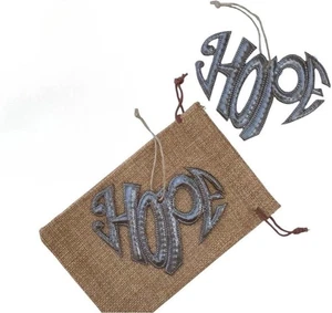 Set of 2 Handmade “Hope” Heart Hanging Ornaments 4x3 Haitian Metal Art - Picture 1 of 9