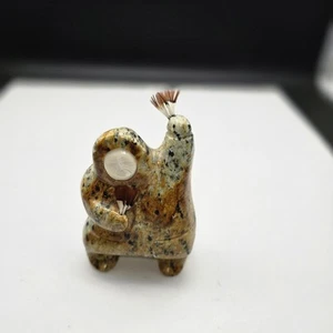 Alaskan Inuit Soapstone Carving Master Carver Levi Tetpon Hunter Figurine Signed - Picture 1 of 8