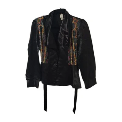 Camisa Chaqueta Vintage Años 70 Glam Años 70 Disco Rock N Roll Satinado Bordado Top Foto 1 de 4