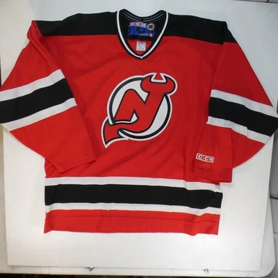 Vintage New Jersey Devils Jersey Mens XL Red Black CCM Air-Knit NHL Hockey 90s - Image 1 of 4