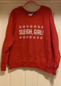 Good American Sleigh Girl! Holiday Sweatshirt Women’s Sz 6 / 3XL 100% Cotton - Picture 1 of 9