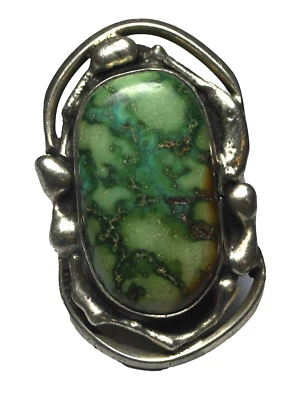 Anillo de halo fundido turquesa ovalado verde TP de ley 44 mm tamaño 12,5 Foto 1 de 4