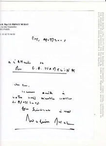 Prince Joachim Louis Napoleon Murat, Original Autograph, Royalty, France (L6869) - Picture 1 of 1