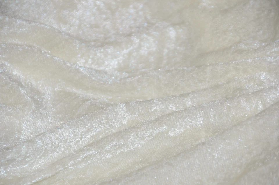 VELVET VELOUR PANNE CRUSHED BACKDROP STRETCH FABRIC 60" WIDE WHITE  BY THE YARD - Image 1 of 1